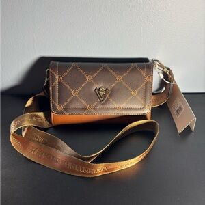 Valentino Orlandi Brown Logo Crossbody Bag